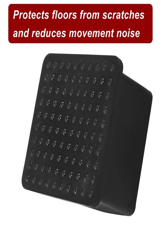 BokWin 4 Pcs Chair Leg Caps 1.5 Inch*1.5 Inch Square Furniture Floor Protectors Anti-Slip Plastic Sofa Table Chair Leg End Cap Cover(Black) - Image 4
